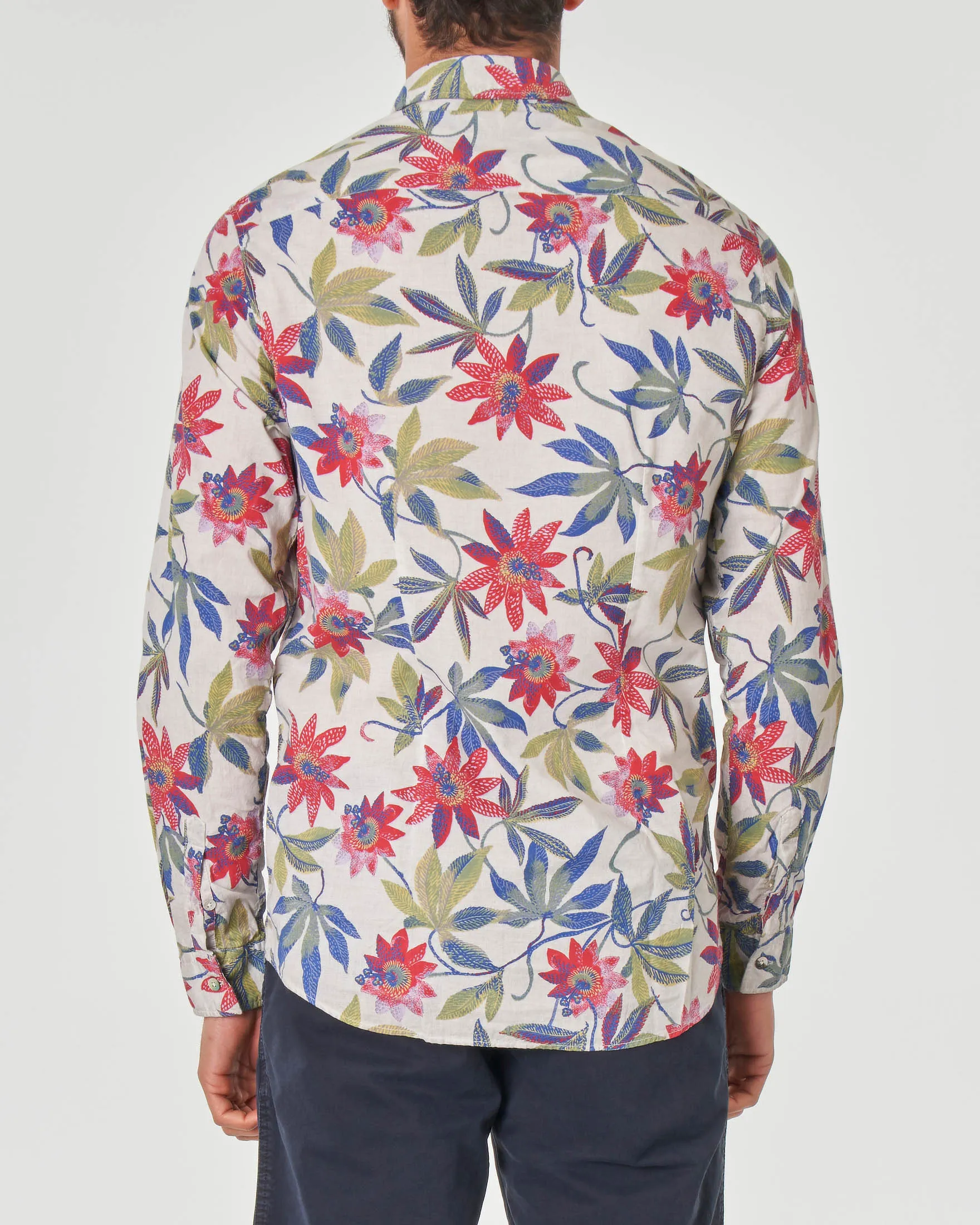 Camicia in mussola di cotone con stampa floreale