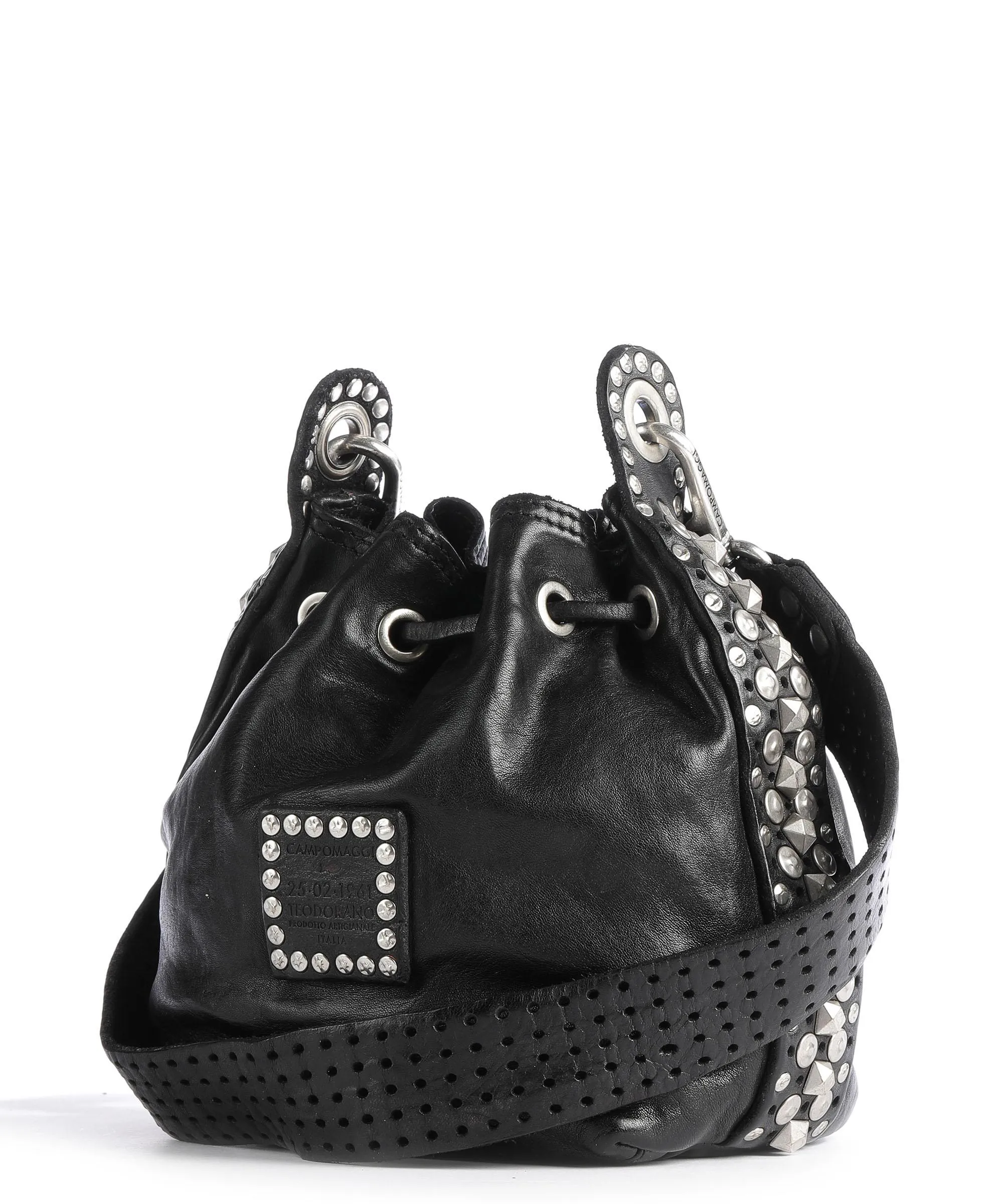 Campomaggi Black Tumbled Calfskin Bucket Bag