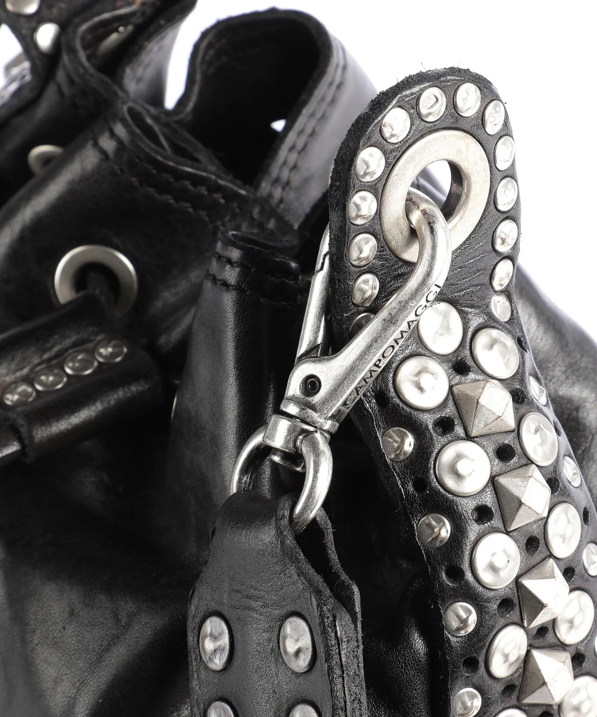 Campomaggi Black Tumbled Calfskin Bucket Bag