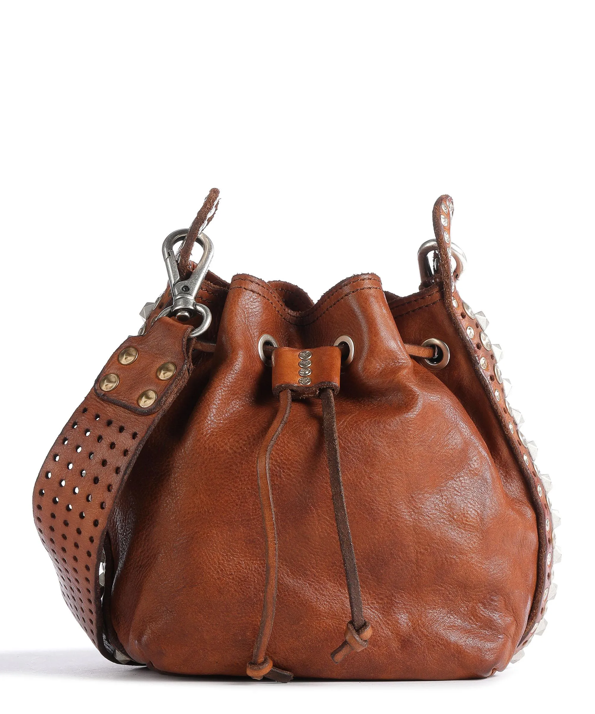 Campomaggi Cognac Tumbled Calfskin Bucket Bag