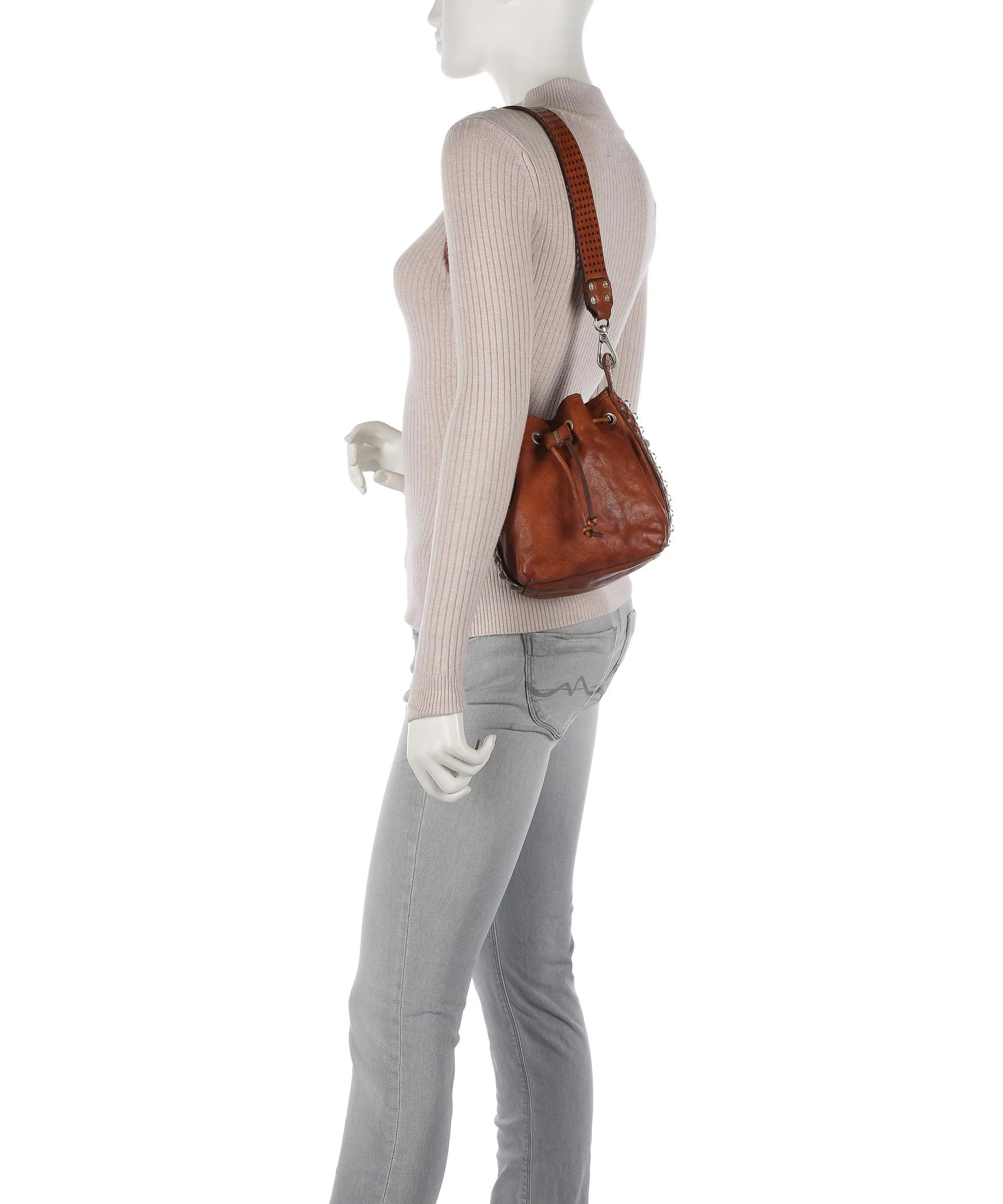 Campomaggi Cognac Tumbled Calfskin Bucket Bag
