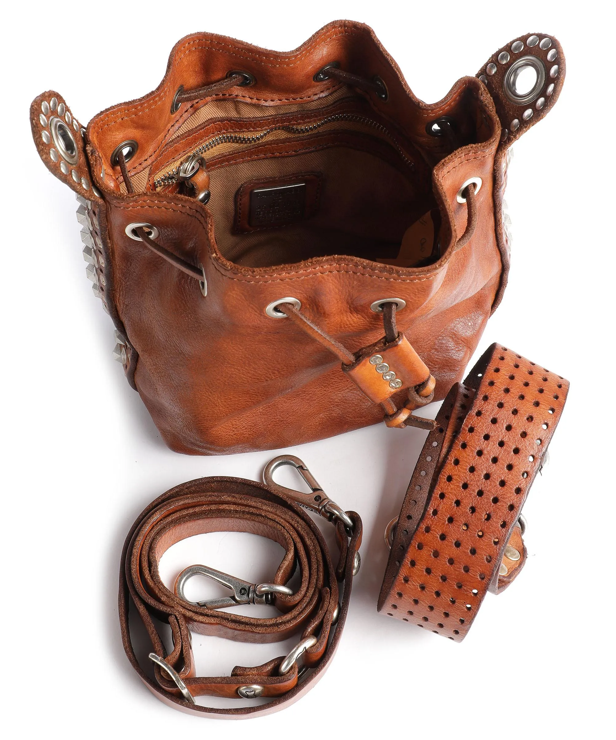 Campomaggi Cognac Tumbled Calfskin Bucket Bag