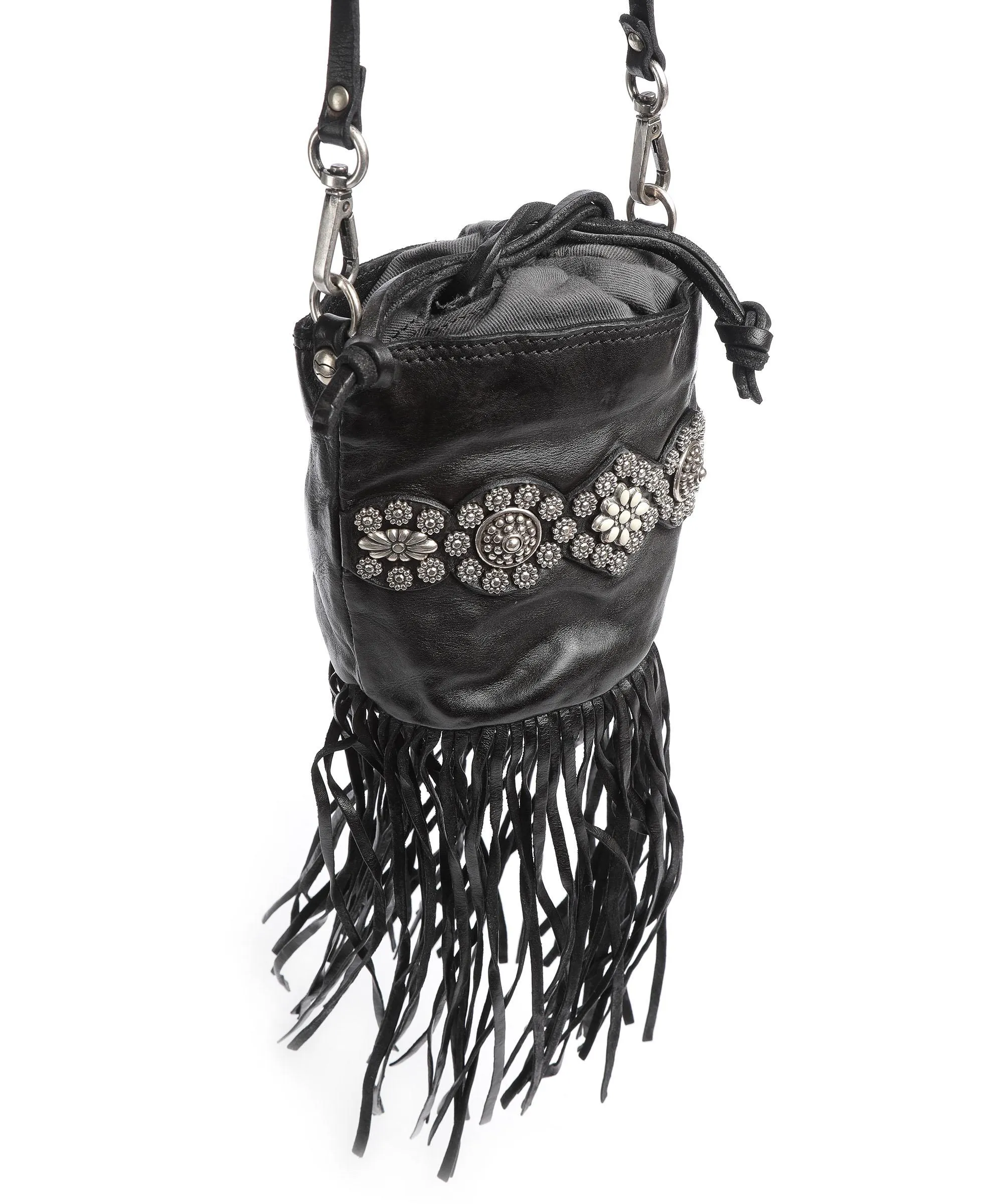 Campomaggi Prestige Black Tumbled Calfskin Bucket Bag