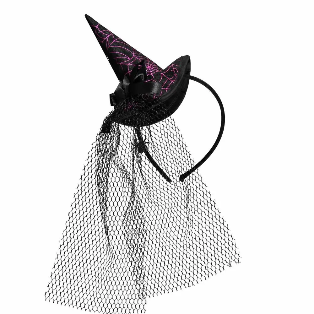 Cappello da strega in miniatura con velo