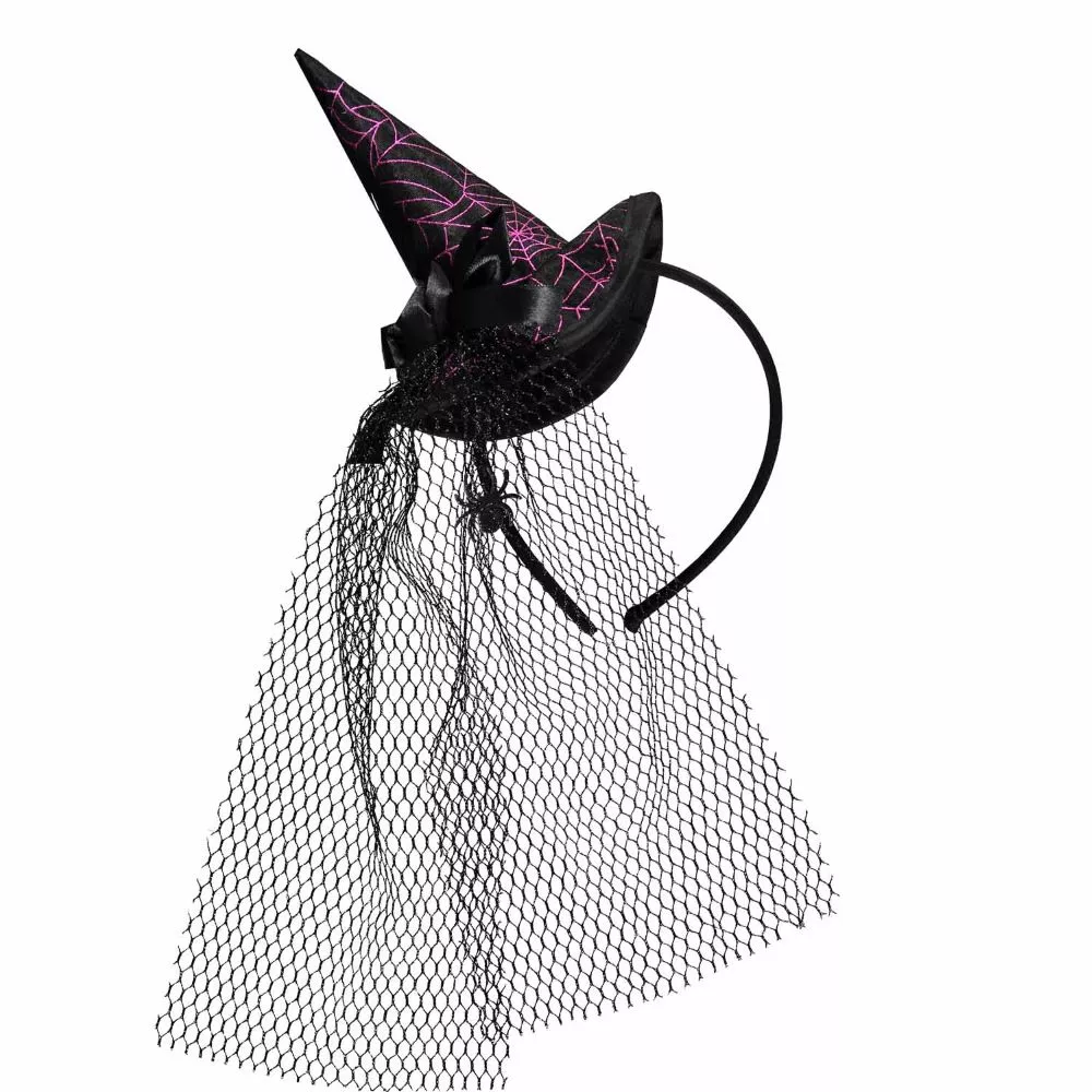 Cappello da strega in miniatura con velo