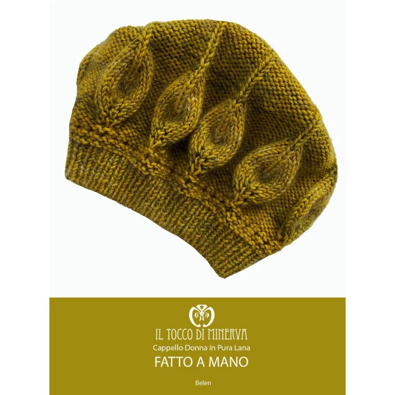 Cappello donna blu in lana e mohair Belen - Realizzato a mano