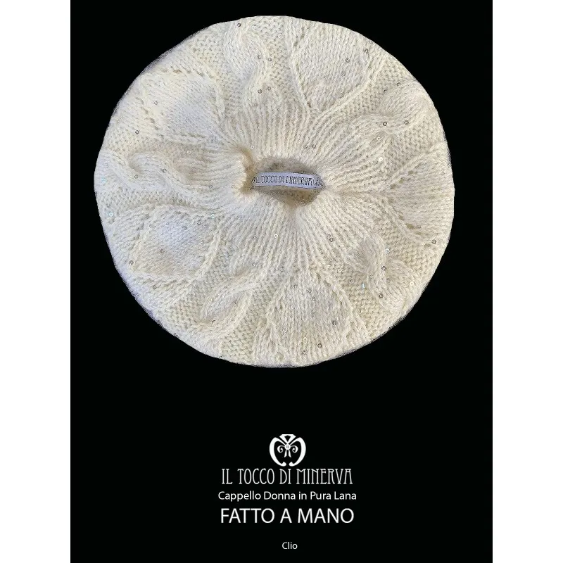 Cappello donna blu in lana e mohair Belen - Realizzato a mano