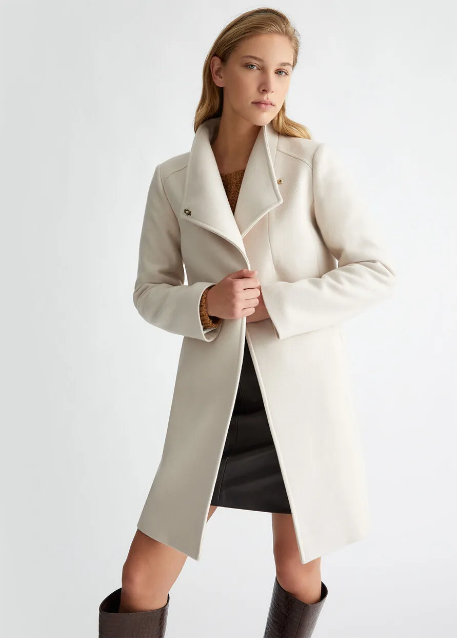 Liu Jo Cappotto Doppiopetto Misto Lana Panna