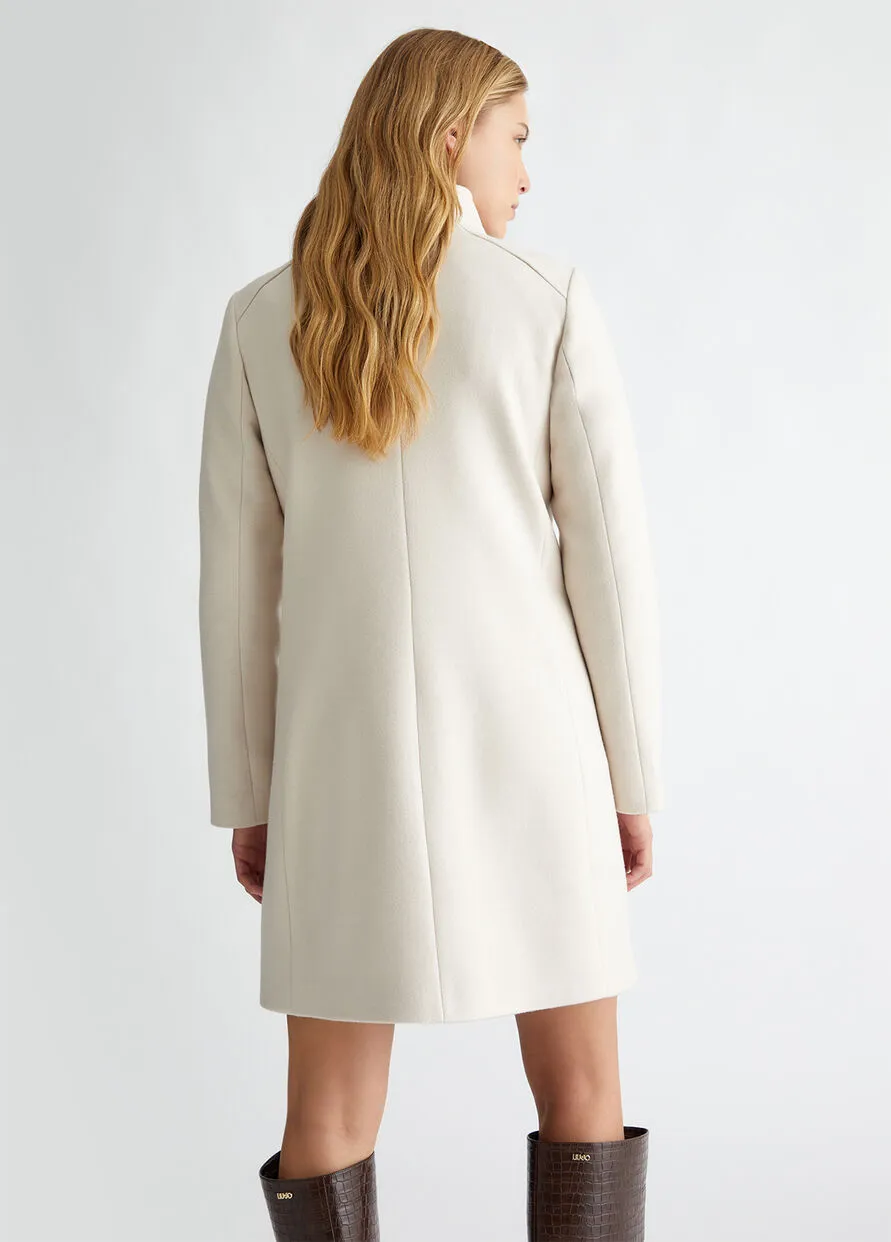 Liu Jo Cappotto Doppiopetto Misto Lana Panna