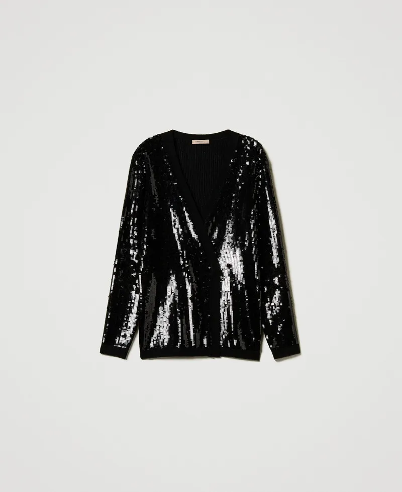 Double-Breasted Sequin Cardigan