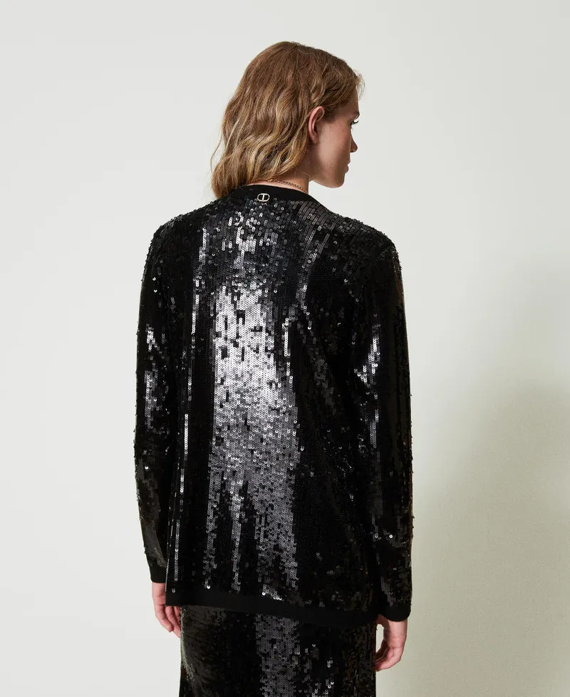 Double-Breasted Sequin Cardigan