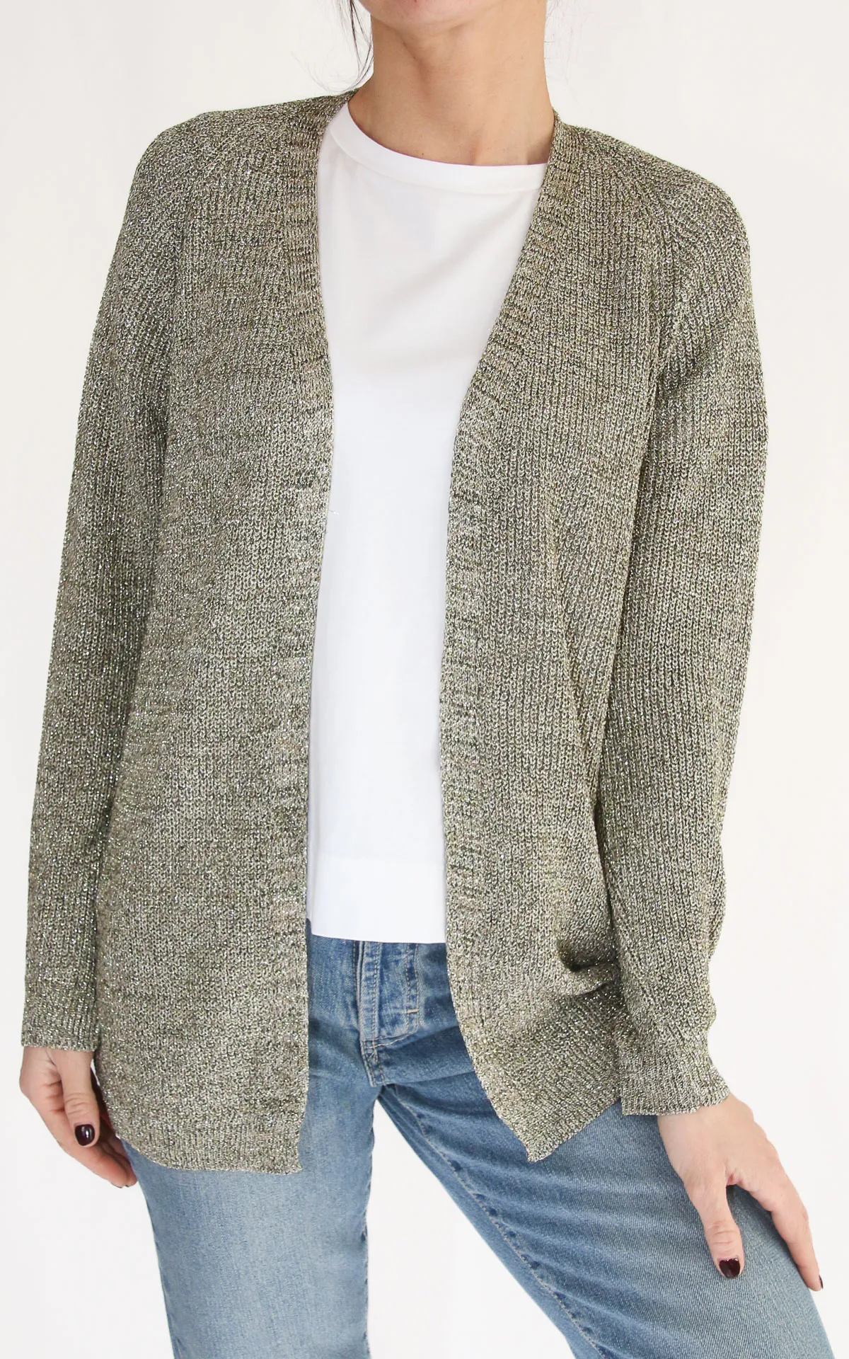 Cardigan lurex verde on-off