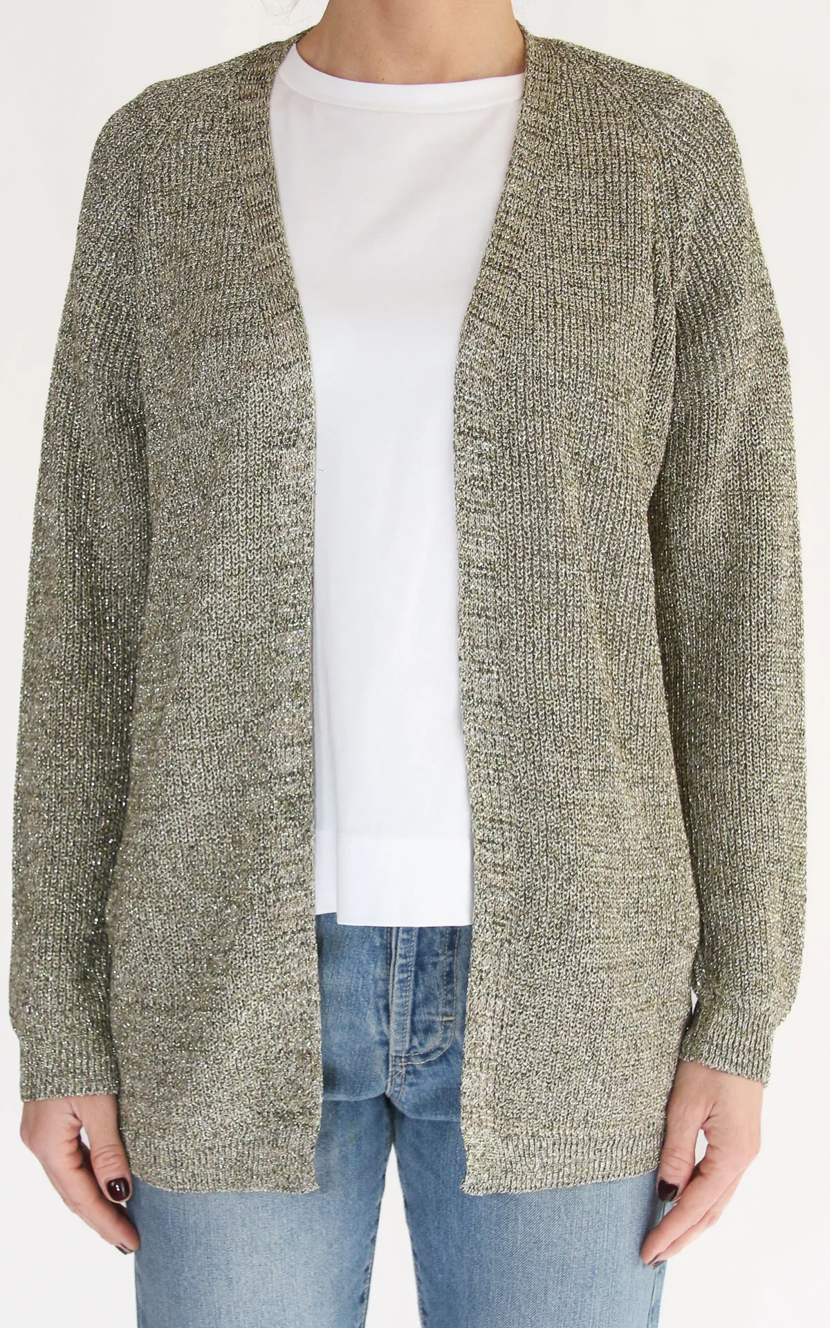 Cardigan lurex verde on-off
