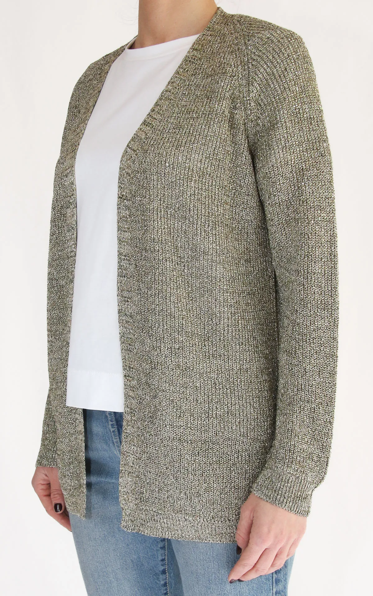 Cardigan lurex verde on-off