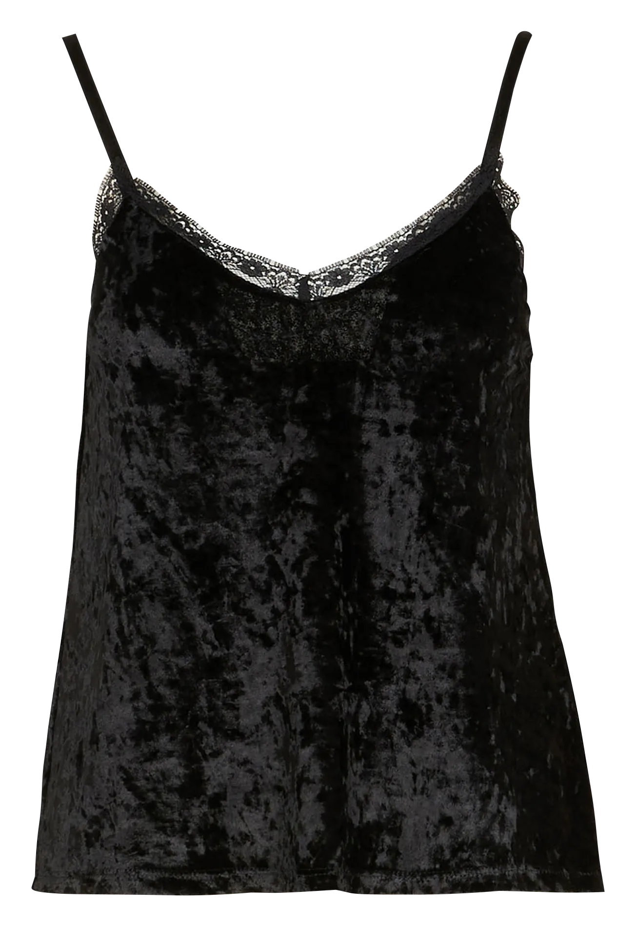  CAROLL   TAMARIN - Top a spalline in velluto e pizzo | Nero
