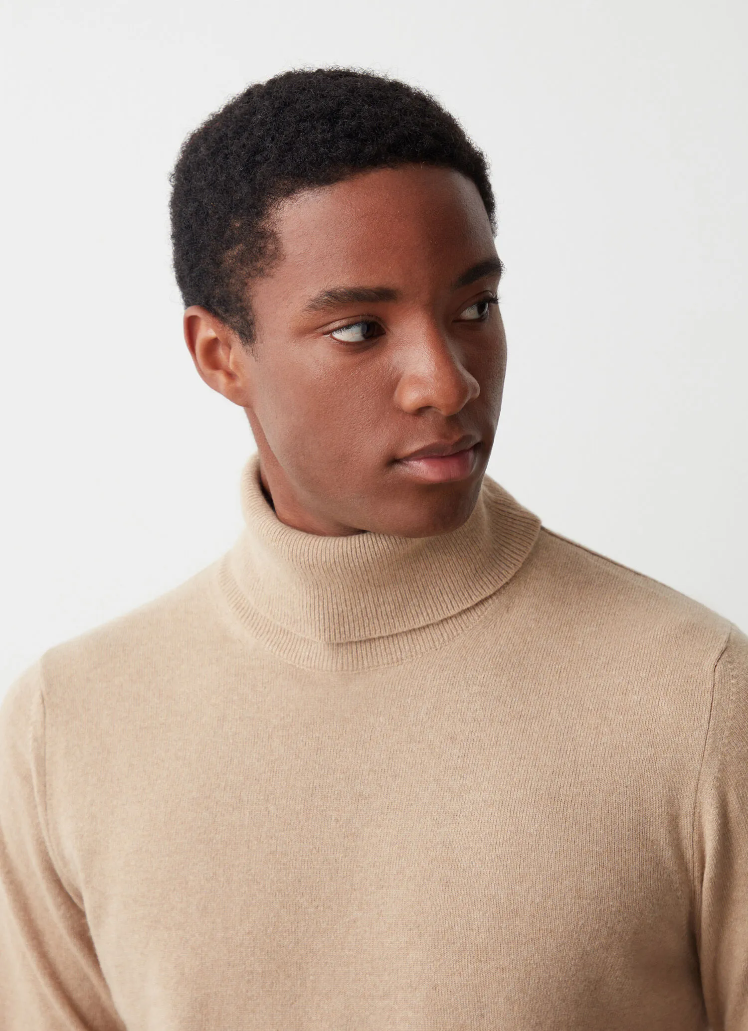 Cashmere-blend stockinette-stitch polo-neck
