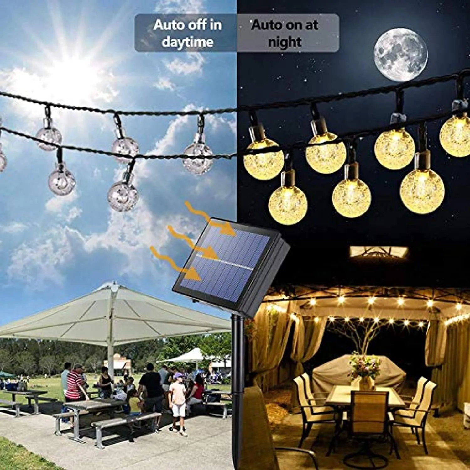Solar Outdoor String Lights, Waterproof Crystal Globe LED Decorative Lights, BrizLabs 20M 100 LED Solar String Lights
