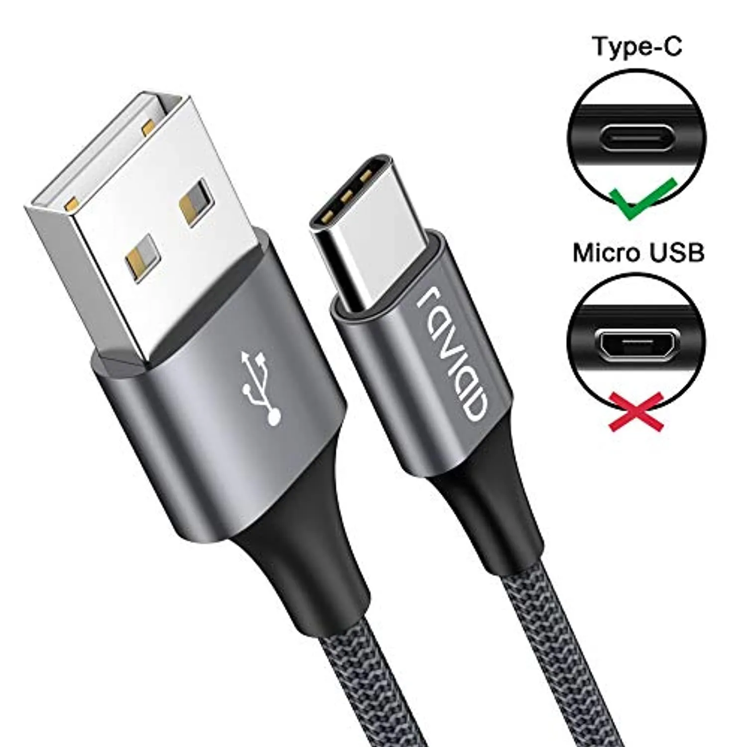 Cavo USB C, RAVIAD [4Pezzi, 0.5m 1m 2m 3m] Nylon Intrecciato Cavo USB Tipo C di Ricarica Rapida e Trasmissione per Samsung Galax
