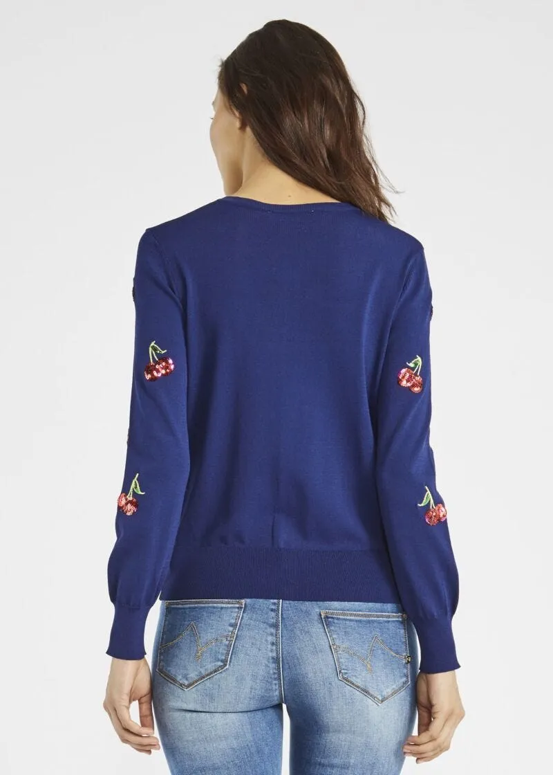 Cherry embroidered cardigan