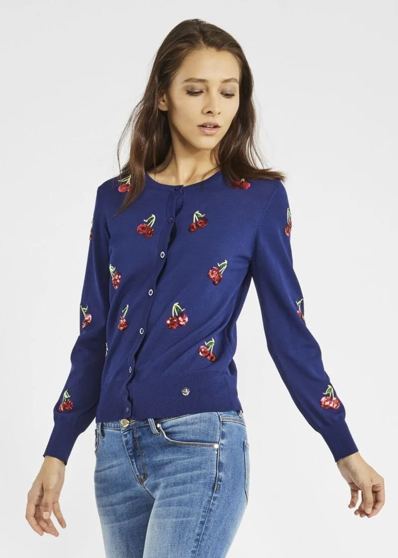 Cherry embroidered cardigan