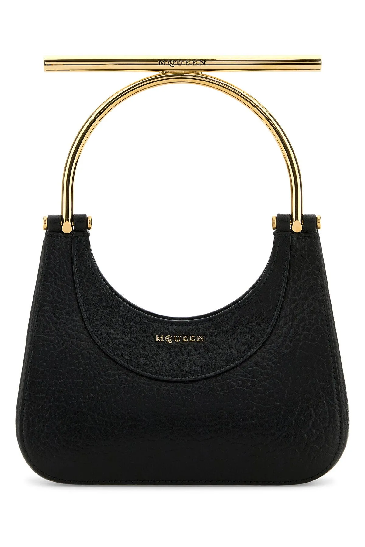 Chic Black Leather Mini Cross-Bar Handbag