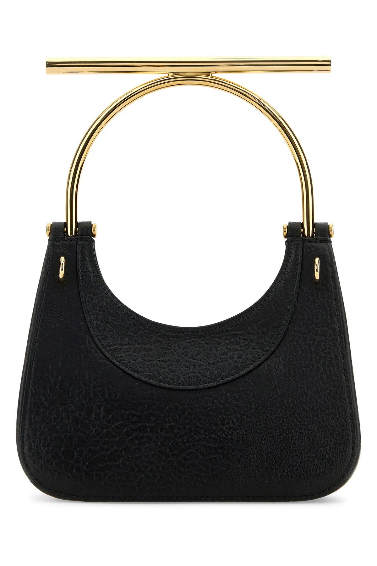 Chic Black Leather Mini Cross-Bar Handbag