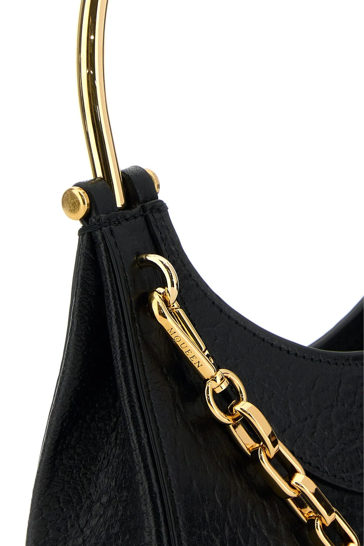 Chic Black Leather Mini Cross-Bar Handbag