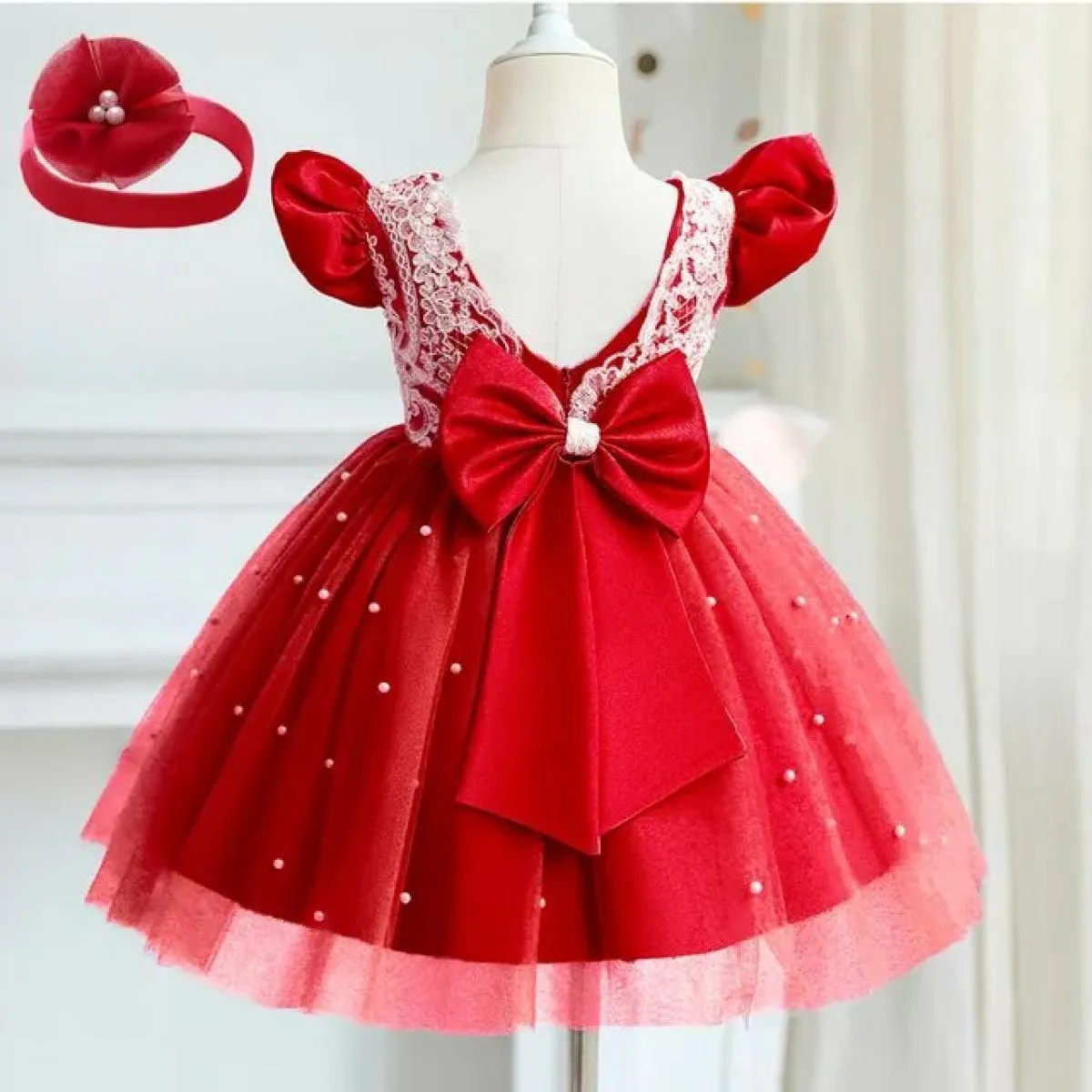 Child Party Dress for 1-5 Year Olds Ruffled Sequin Christmas Dress for Kids Tulle Tutu Costume