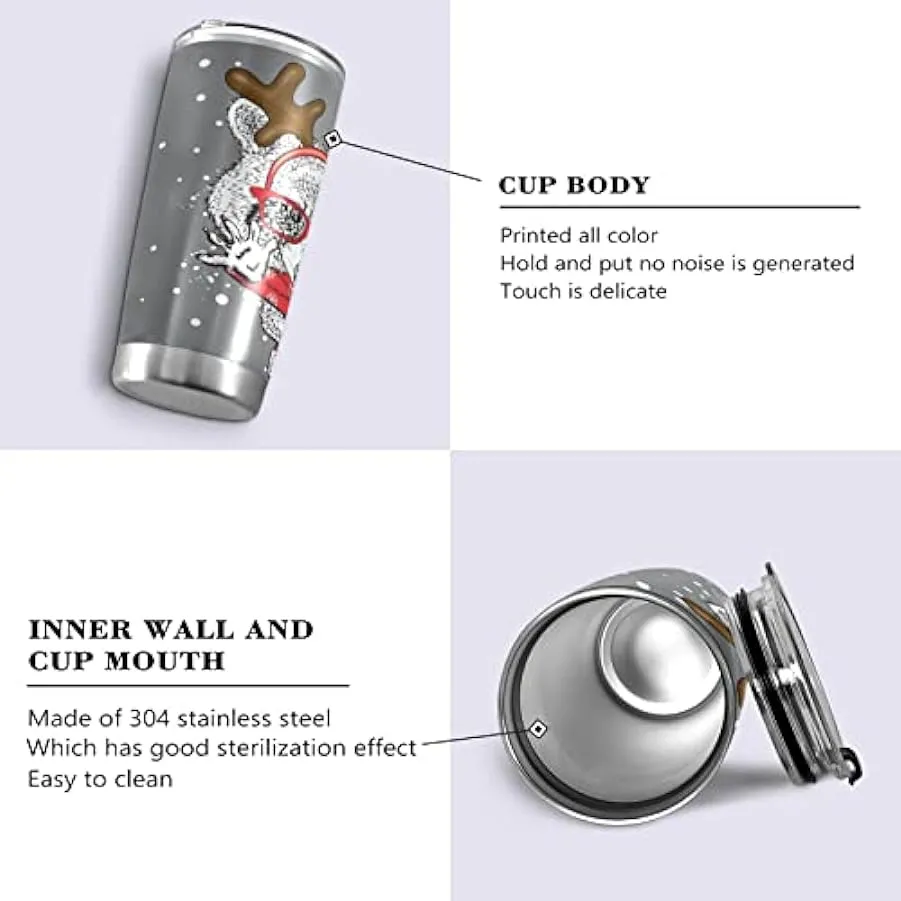 Christmas Stainless Steel Insulated Sports Water Bottle with Straw for Car