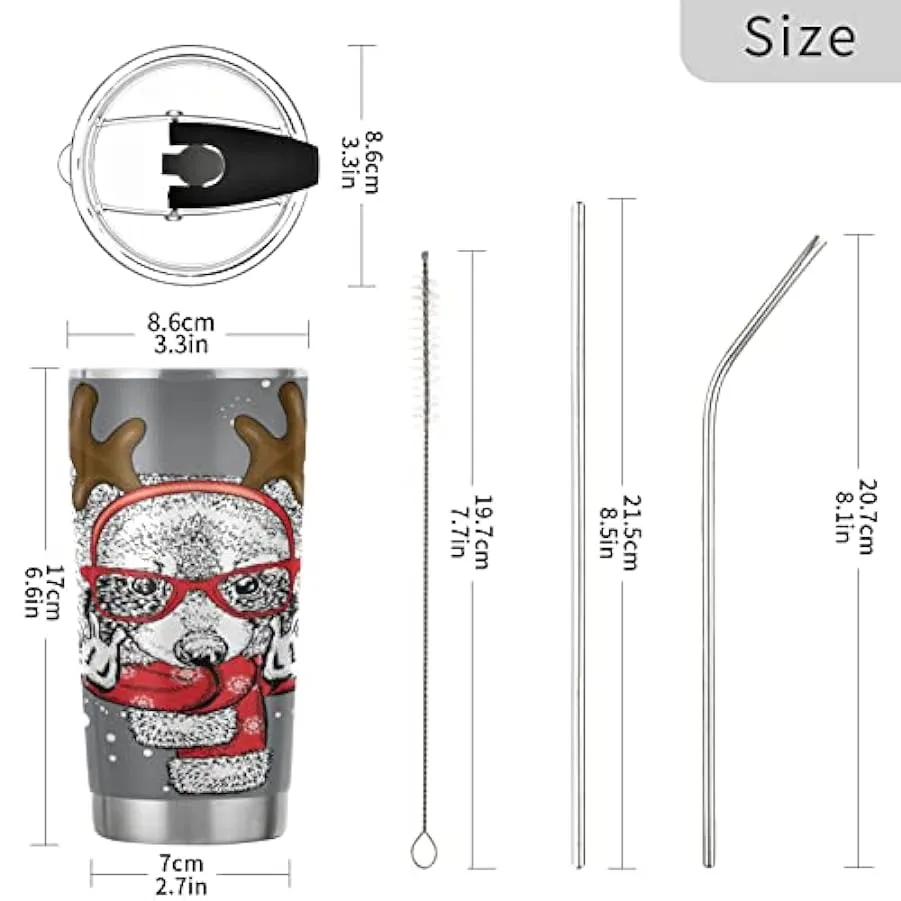 Christmas Stainless Steel Insulated Sports Water Bottle with Straw for Car