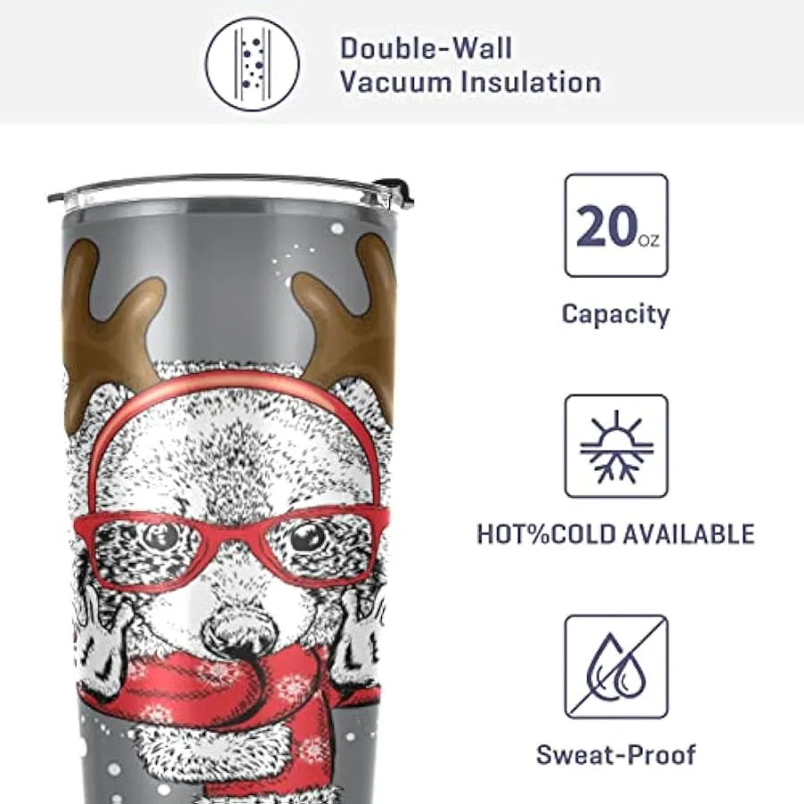 Christmas Stainless Steel Insulated Sports Water Bottle with Straw for Car