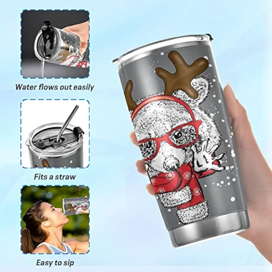 Christmas Stainless Steel Insulated Sports Water Bottle with Straw for Car