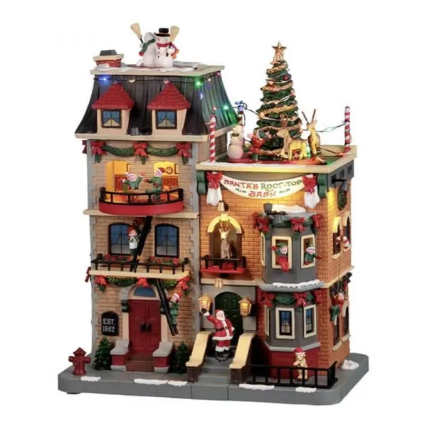 Christmas-themed Roof Party Decoration - Santa's Rooftop Bash Figurine - 29 cm - Lemax - 25861