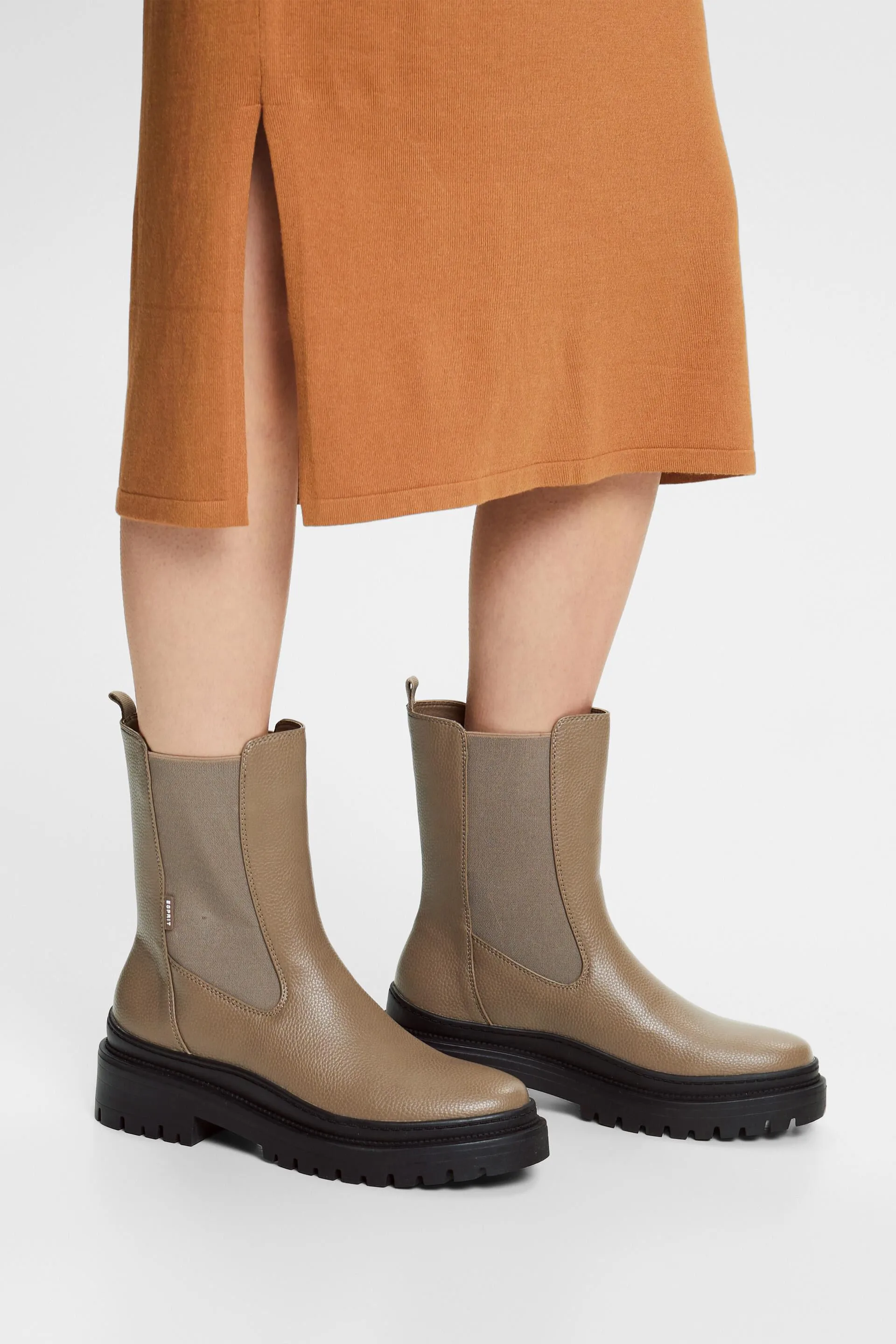 Chunky faux leather boots.