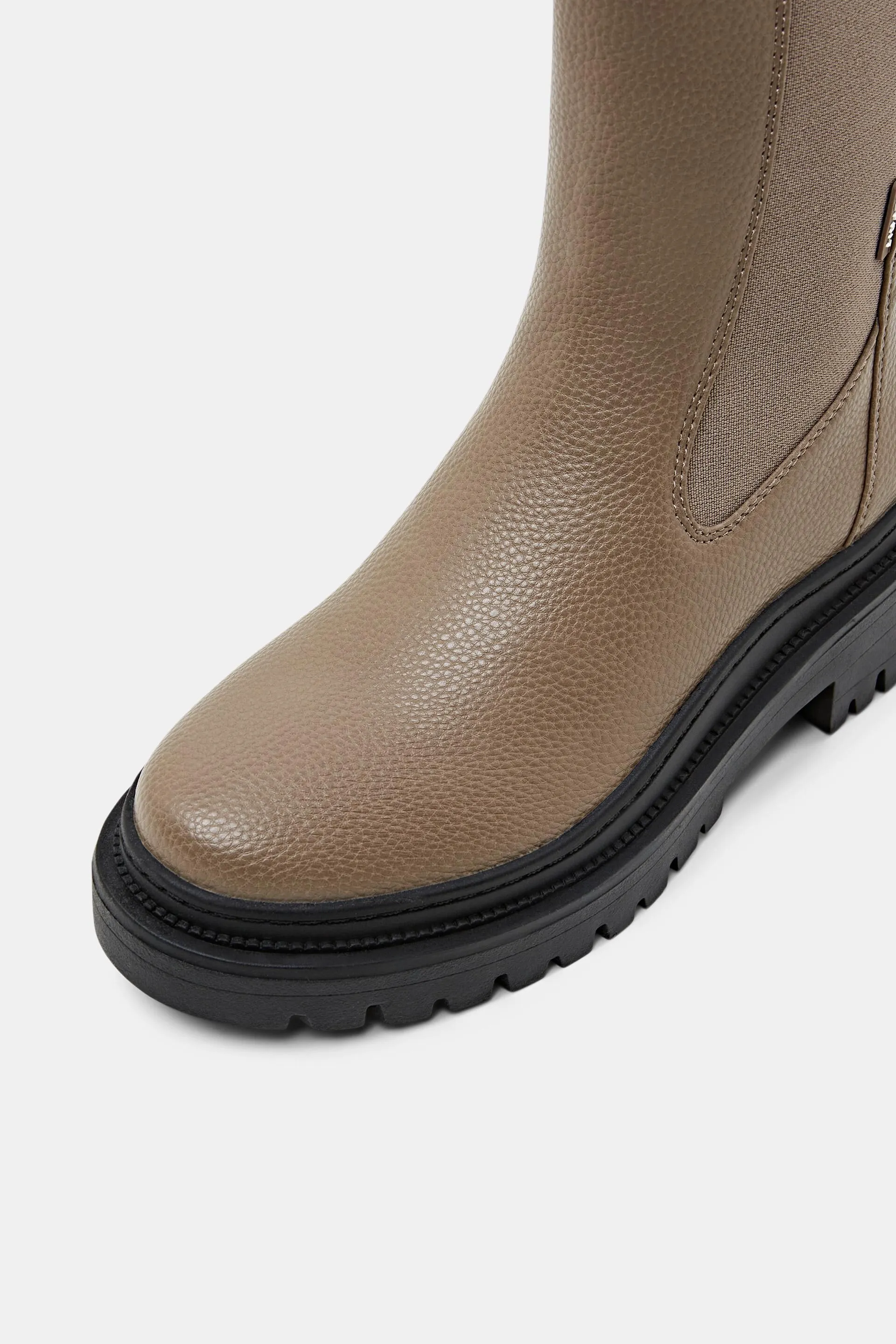 Chunky faux leather boots.