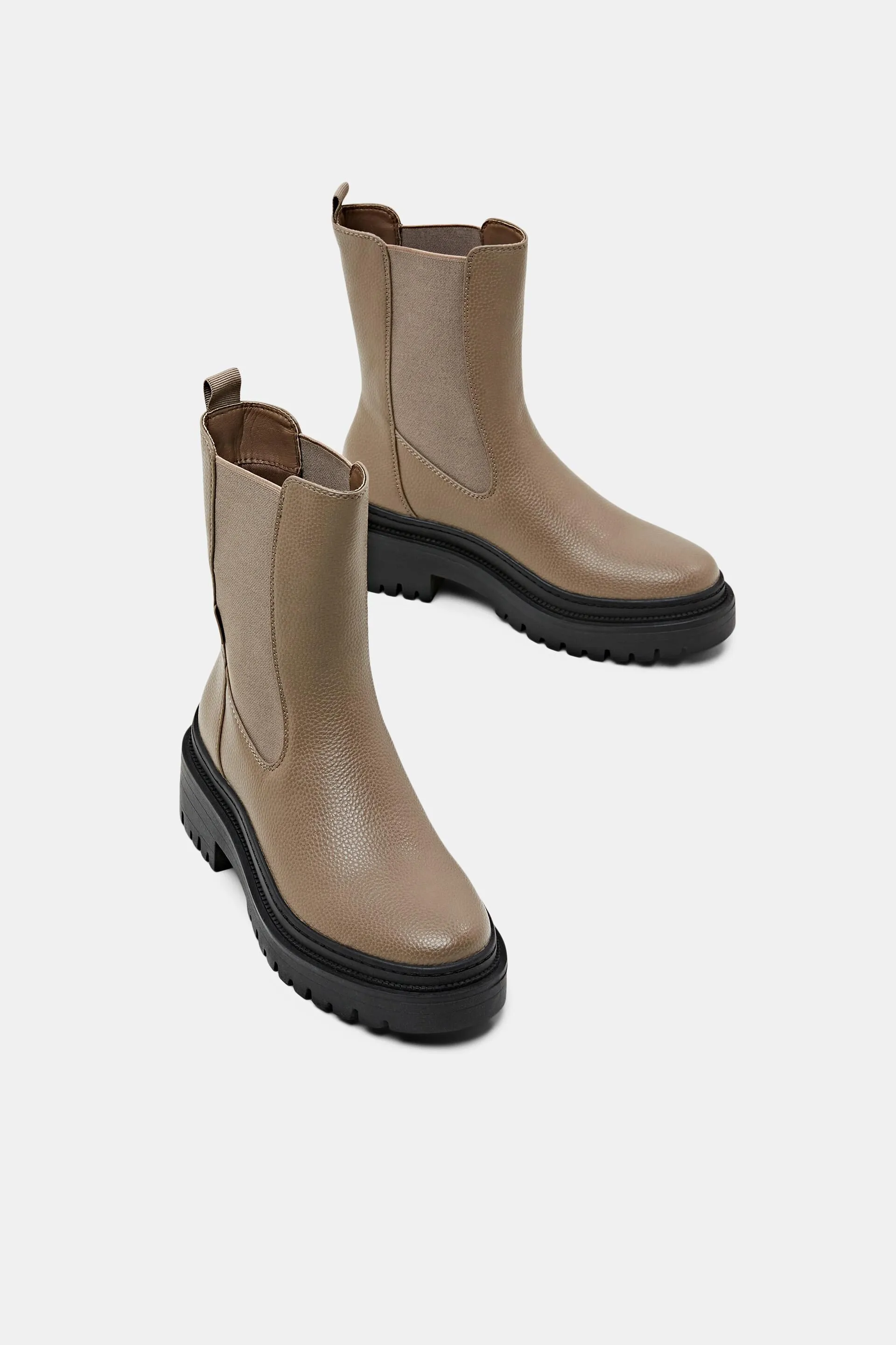 Chunky faux leather boots.