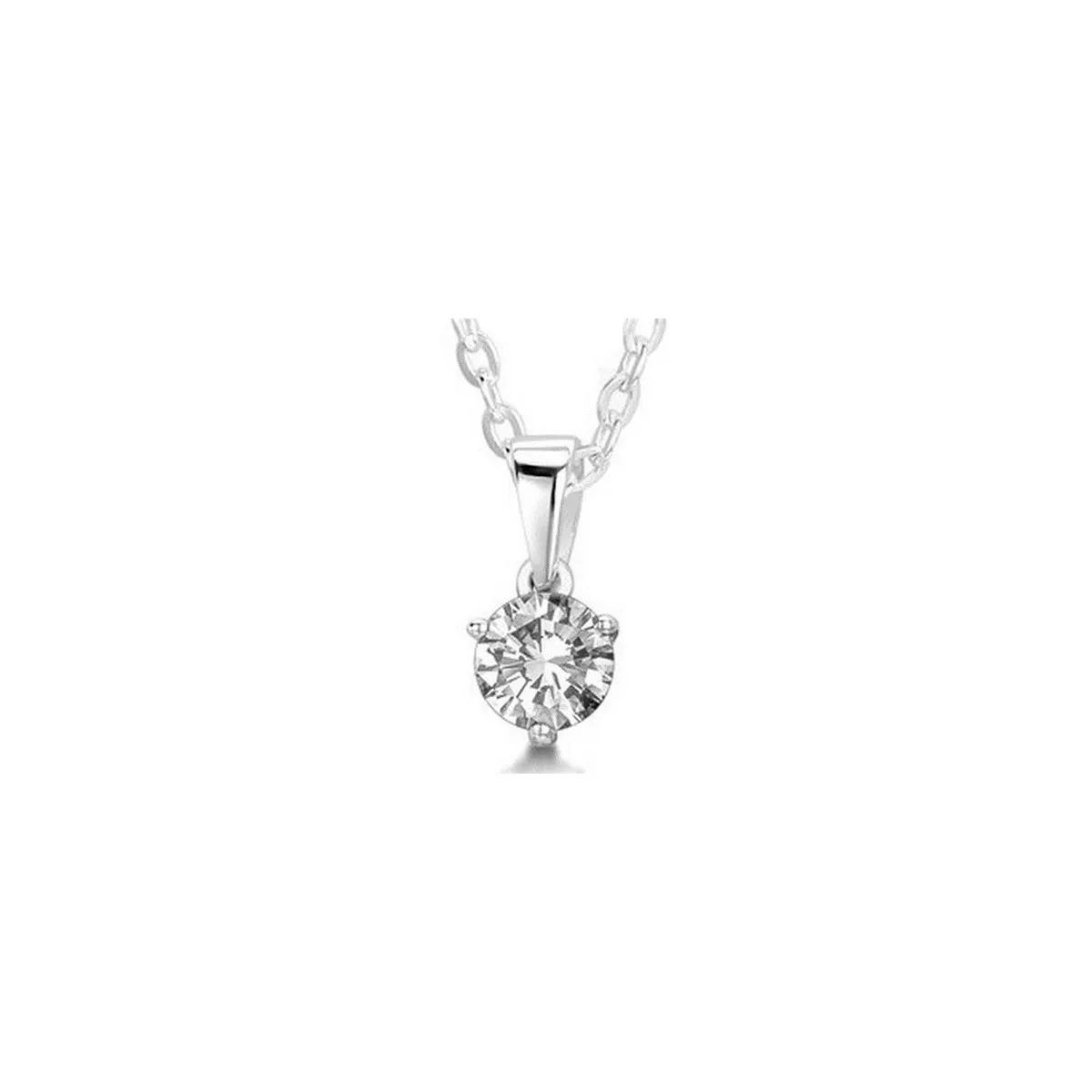 Ciondolo punto luce Crescione in oro bianco 18k con diamante naturale 0.80 carati certificato SG18410