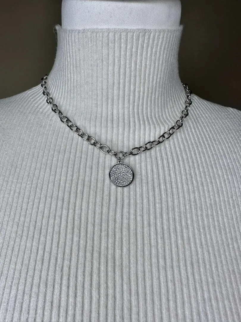 Circle zircon necklace.
