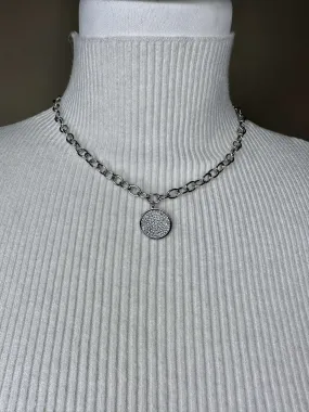 Circle zircon necklace.