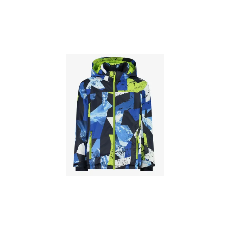 Cmp Kid Jacket Snaps Hood Giacca Sci Fant Lime/Blu/Bia Junior Bimbo