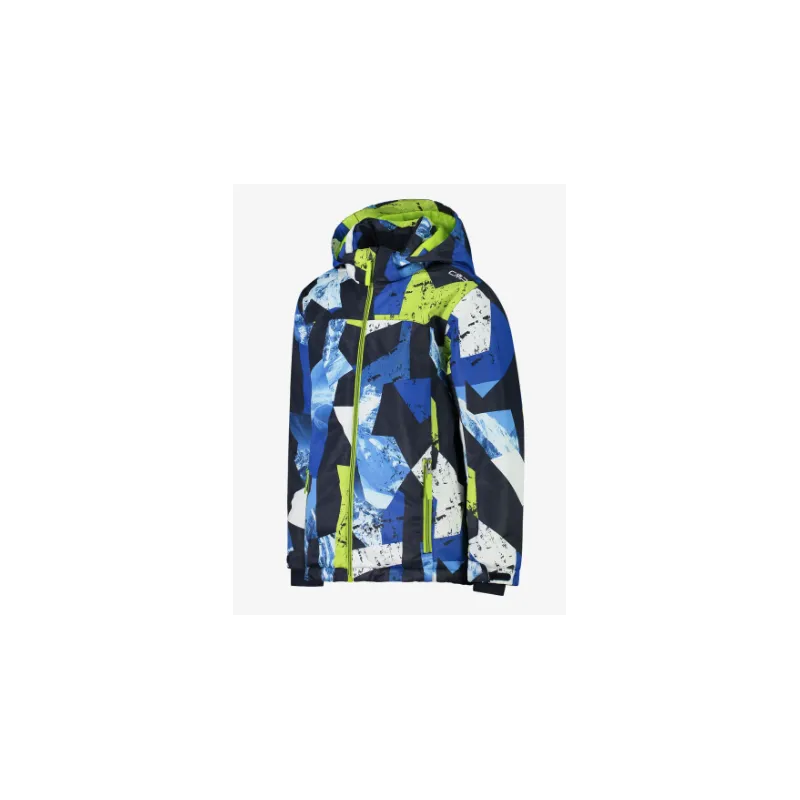 Cmp Kid Jacket Snaps Hood Giacca Sci Fant Lime/Blu/Bia Junior Bimbo