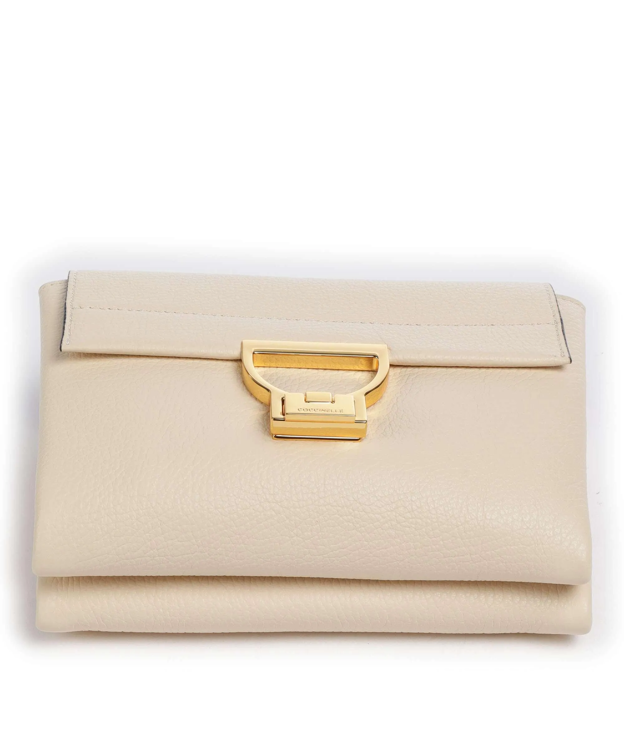 Coccinelle Arlettis Signature Ivory Grain Leather Crossbody Bag