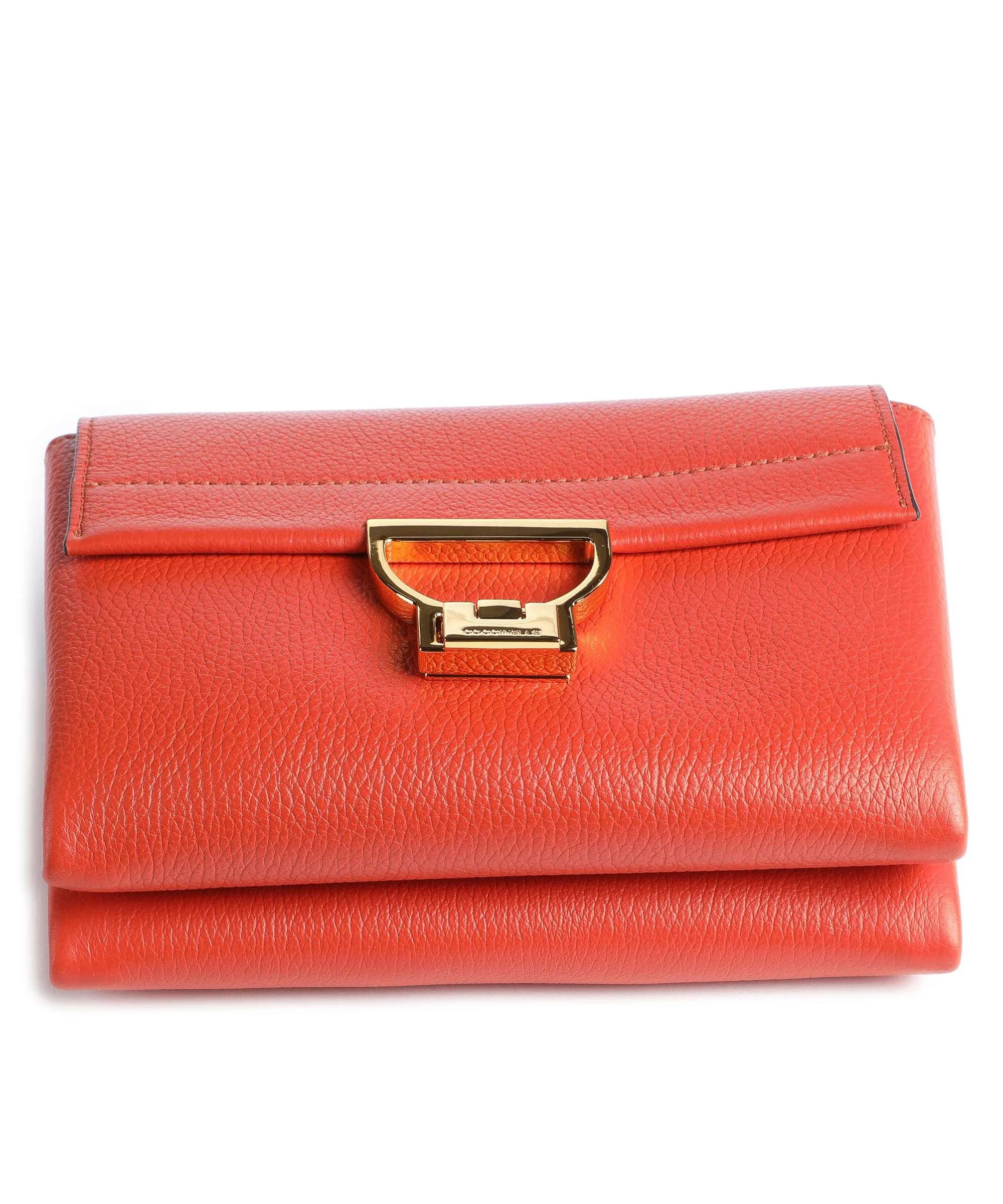 Coccinelle Arlettis Signature Orange Grain Leather Crossbody Bag