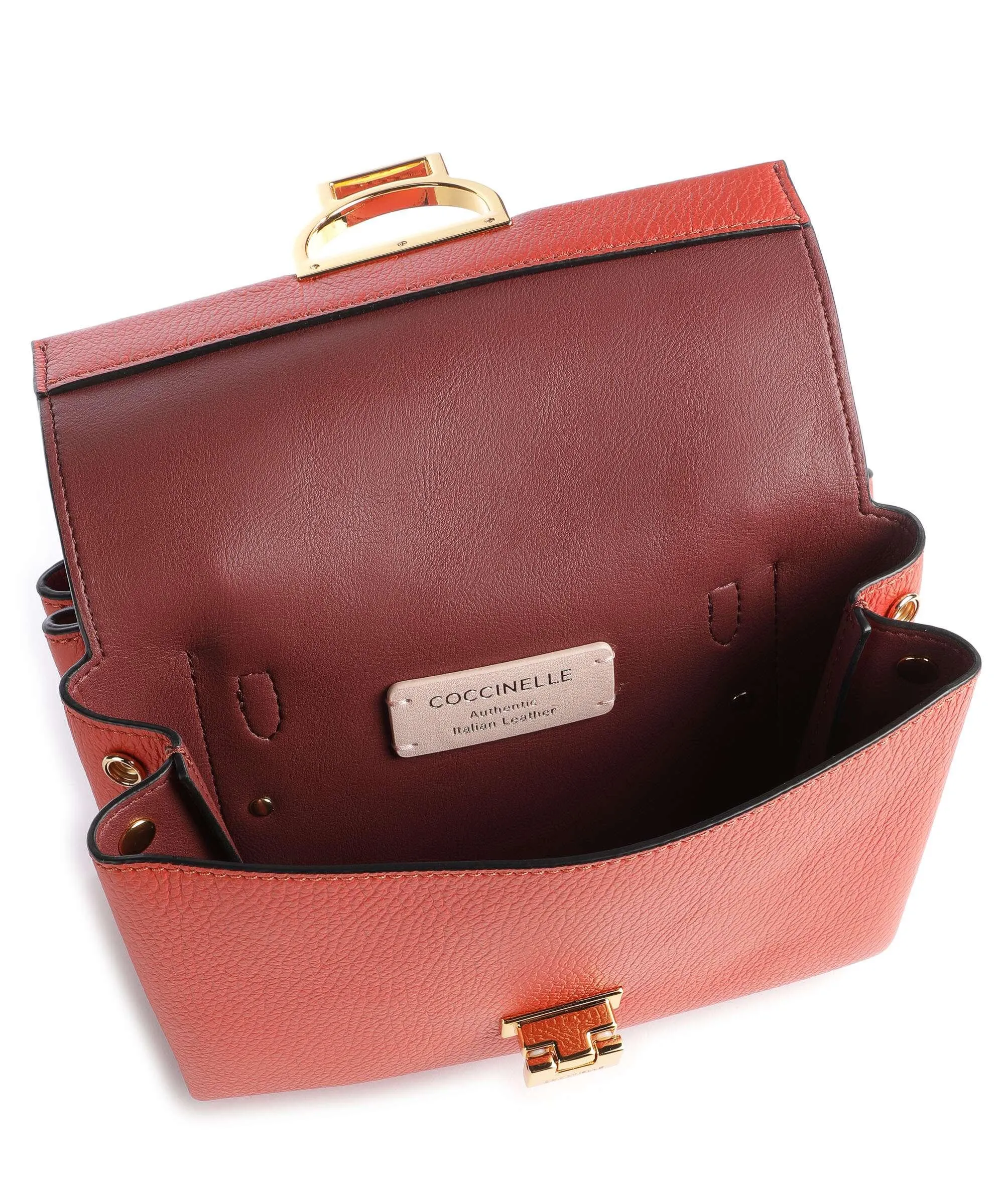 Coccinelle Arlettis Signature Orange Grain Leather Crossbody Bag