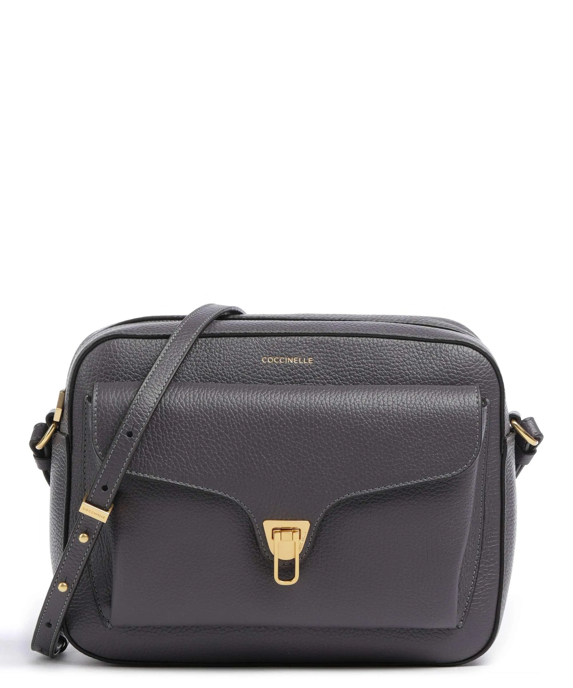 Coccinelle Beat Soft Dark Grey Grain Leather Crossbody Bag