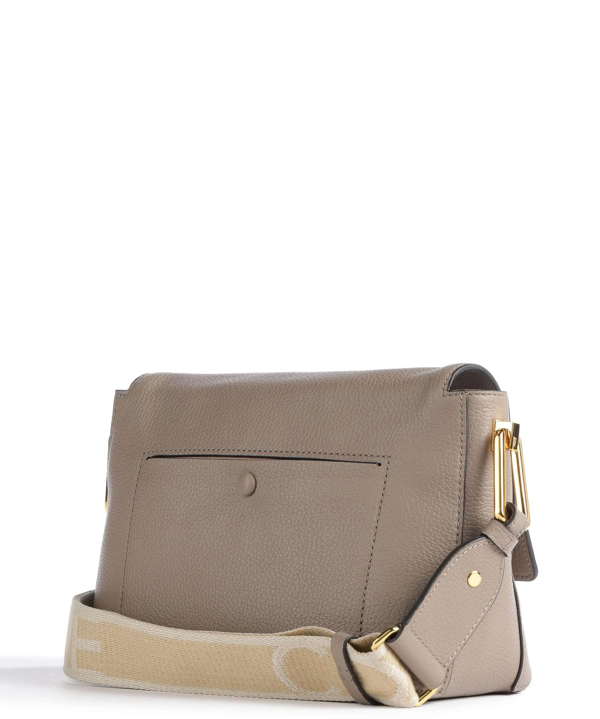 Coccinelle Liya Signature Taupe Grain Cowhide Leather Crossbody Bag