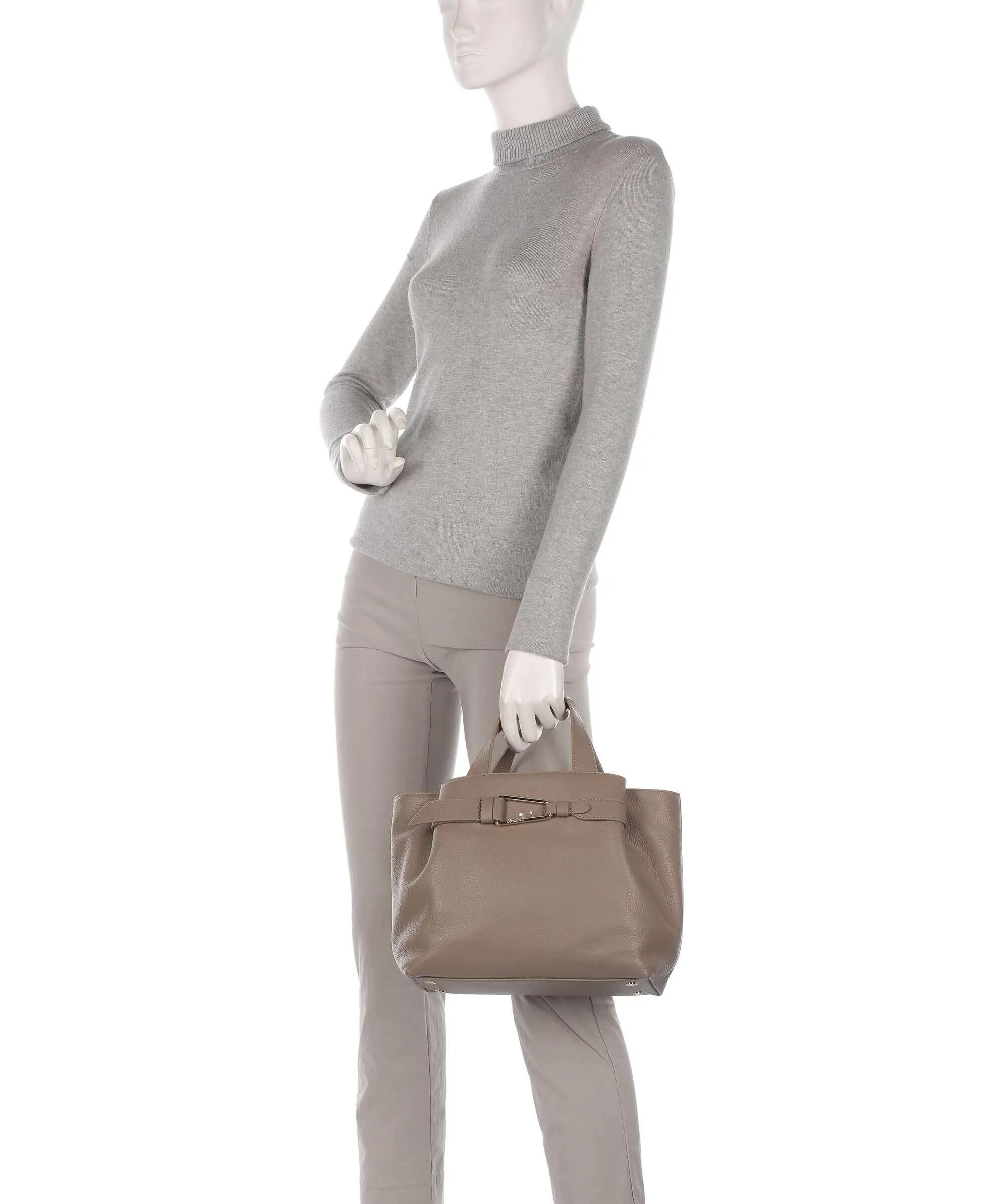 Coccinelle Malory Taupe Granulated Leather Handbag