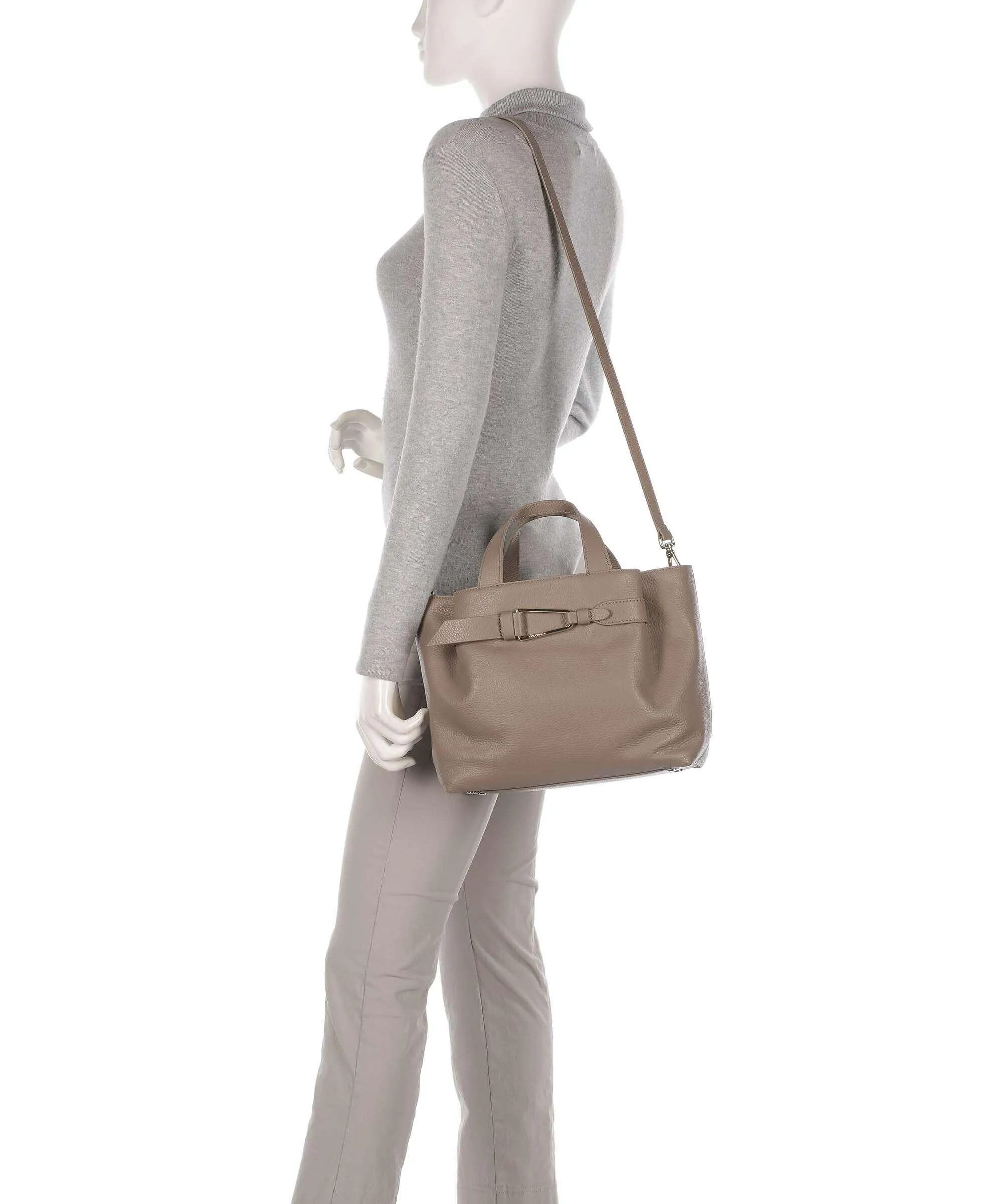 Coccinelle Malory Taupe Granulated Leather Handbag