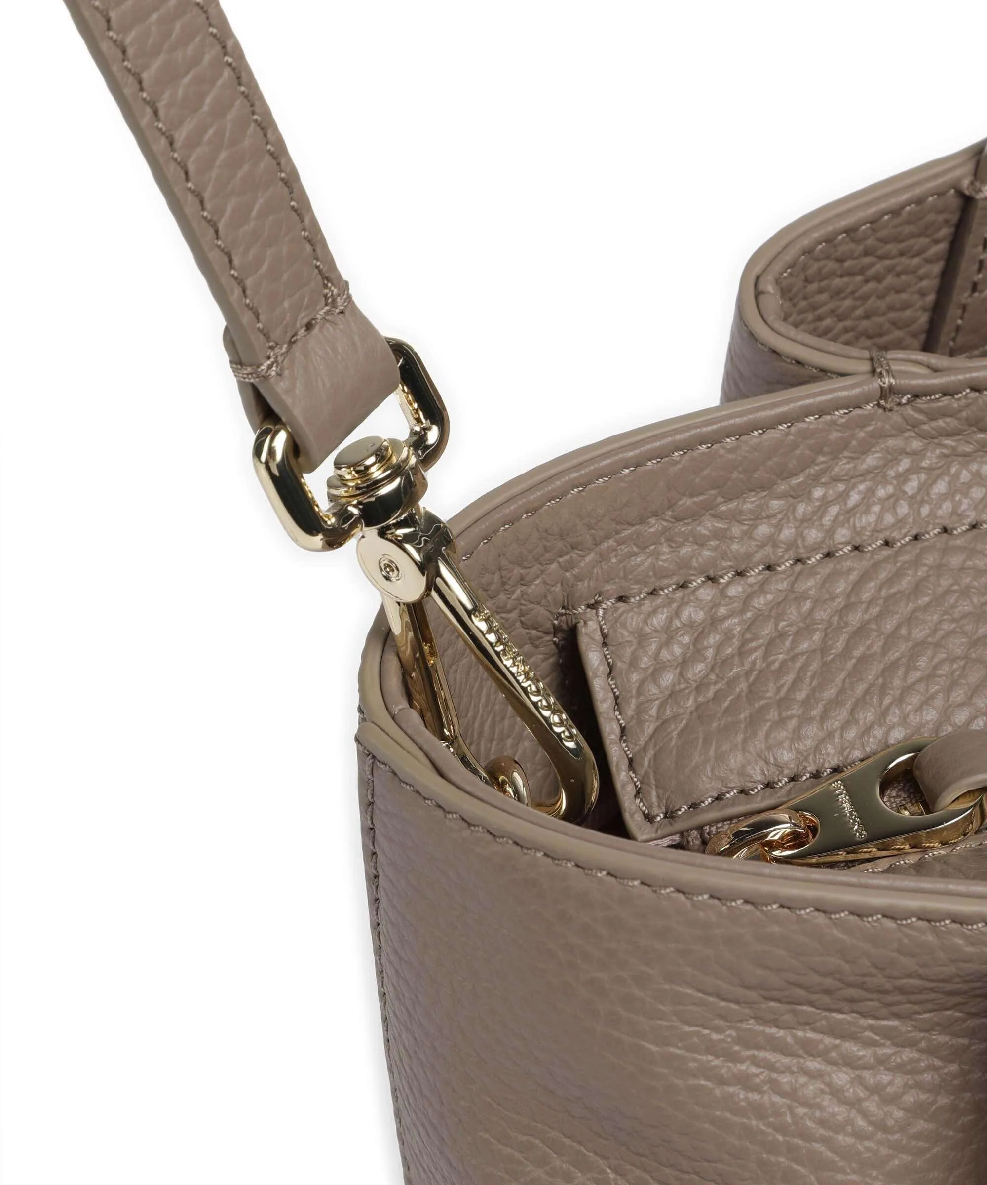 Coccinelle Malory Taupe Granulated Leather Handbag