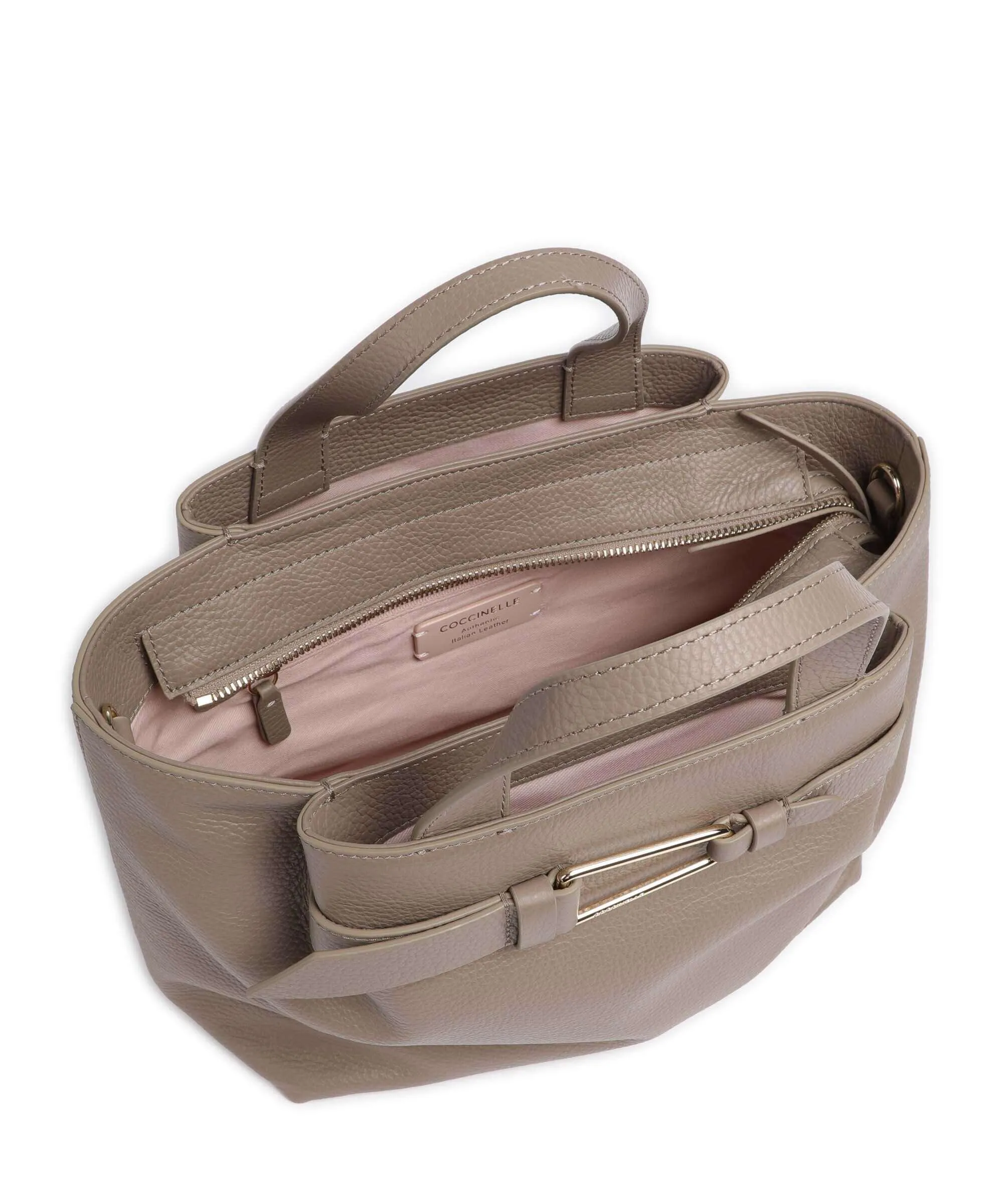 Coccinelle Malory Taupe Granulated Leather Handbag